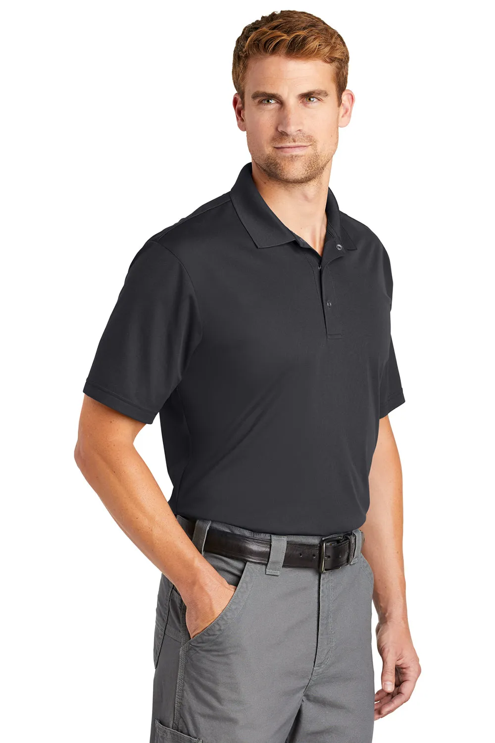 CornerStone Mens Gripper Moisture Wicking Short Sleeve Polo Shirt - Iron Grey  Cheaper Clothing Cornerstone