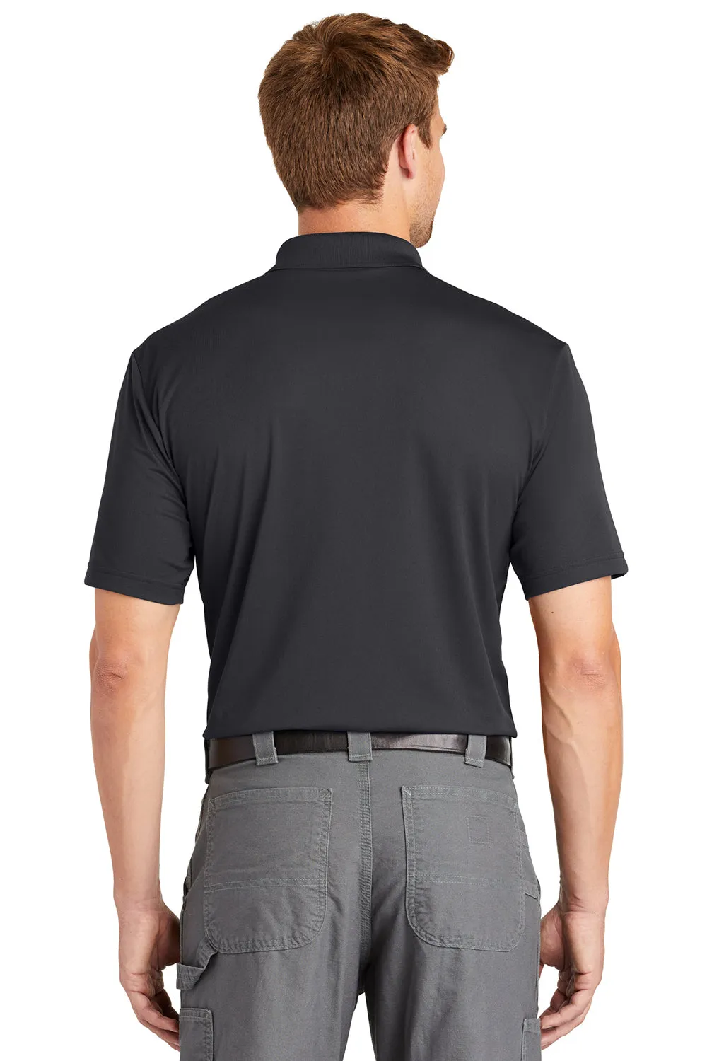 CornerStone Mens Gripper Moisture Wicking Short Sleeve Polo Shirt - Iron Grey  Cheaper Clothing Cornerstone