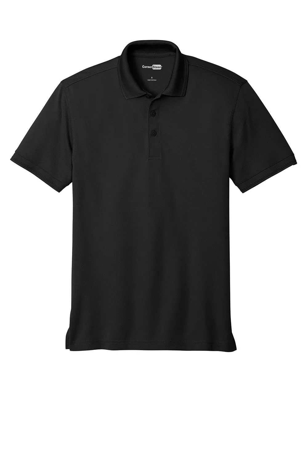 CornerStone Mens Industrial Moisture Wicking Short Sleeve Polo Shirt - Black  Cheaper Clothing Cornerstone