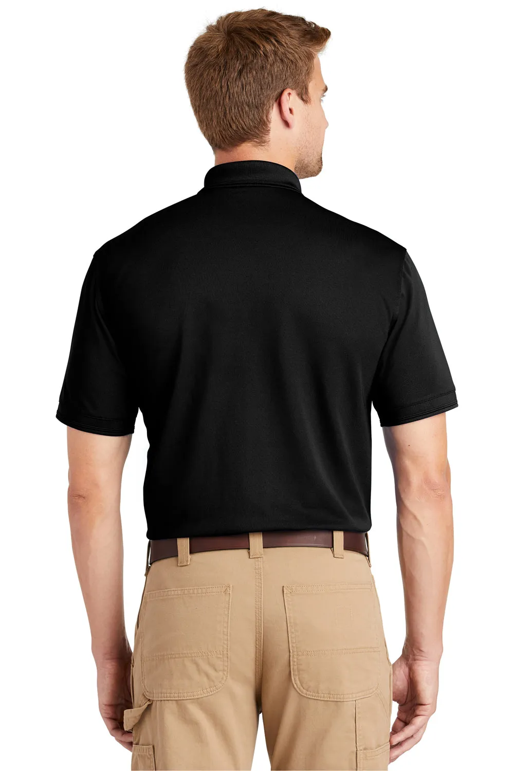 CornerStone Mens Industrial Moisture Wicking Short Sleeve Polo Shirt - Black  Cheaper Clothing Cornerstone