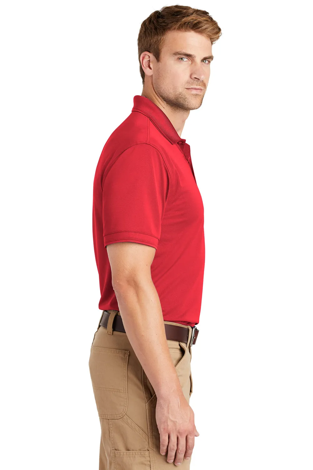 CornerStone Mens Industrial Moisture Wicking Short Sleeve Polo Shirt - Red - Closeout  Cheaper Clothing Cornerstone