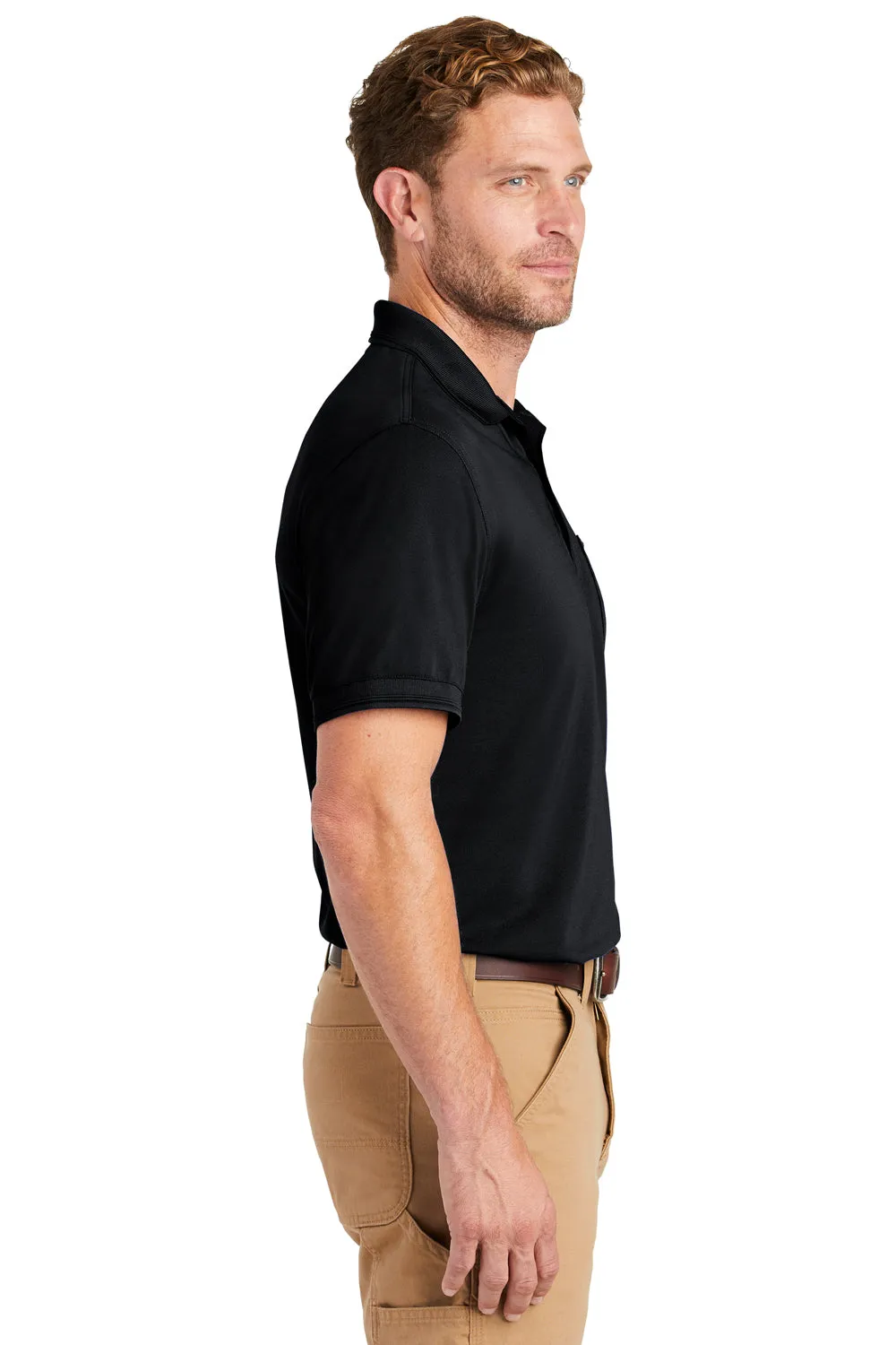 CornerStone Mens Industrial Moisture Wicking Short Sleeve Polo Shirt w/ Pocket - Navy Blue  Cheaper Clothing Cornerstone