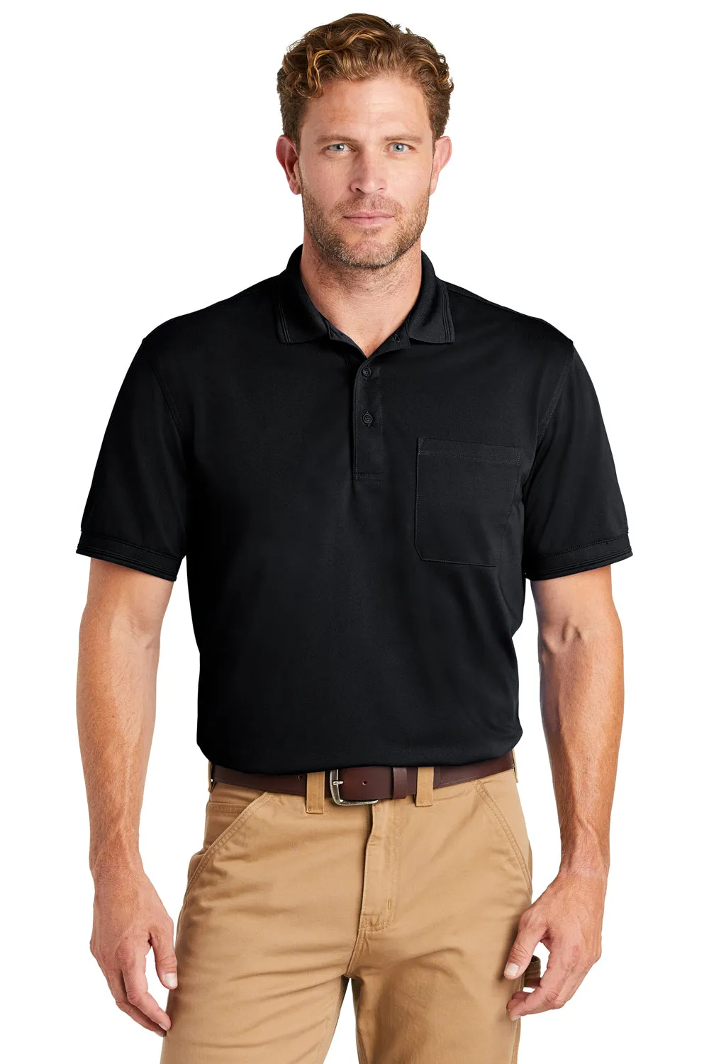 CornerStone Mens Industrial Moisture Wicking Short Sleeve Polo Shirt w/ Pocket - Navy Blue  Cheaper Clothing Cornerstone