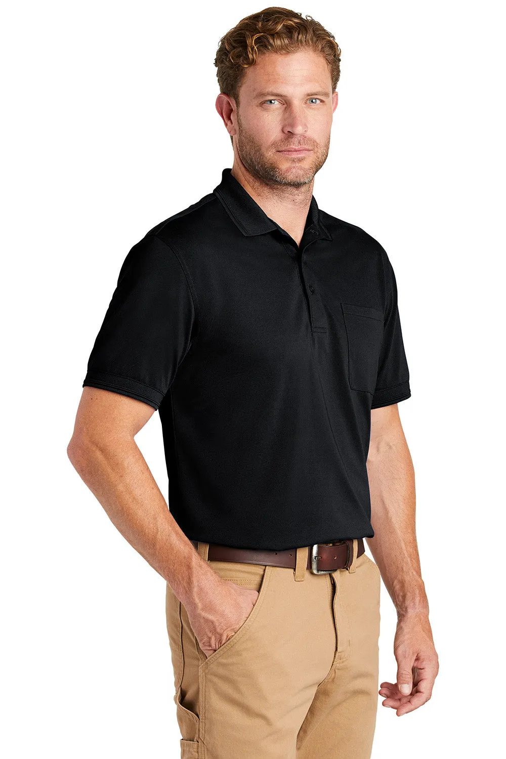 CornerStone Mens Industrial Moisture Wicking Short Sleeve Polo Shirt w/ Pocket - Navy Blue  Cheaper Clothing Cornerstone