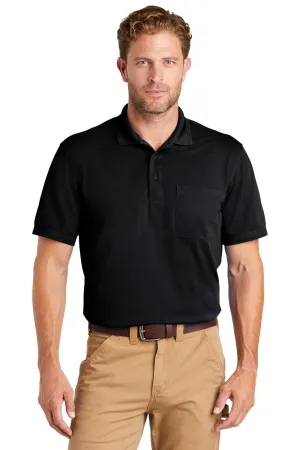 CornerStone Mens Industrial Moisture Wicking Short Sleeve Polo Shirt w/ Pocket - Navy Blue  Cheaper Clothing Cornerstone