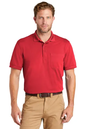 CornerStone Mens Industrial Moisture Wicking Short Sleeve Polo Shirt w/ Pocket - Red - Closeout  Cheaper Clothing Cornerstone