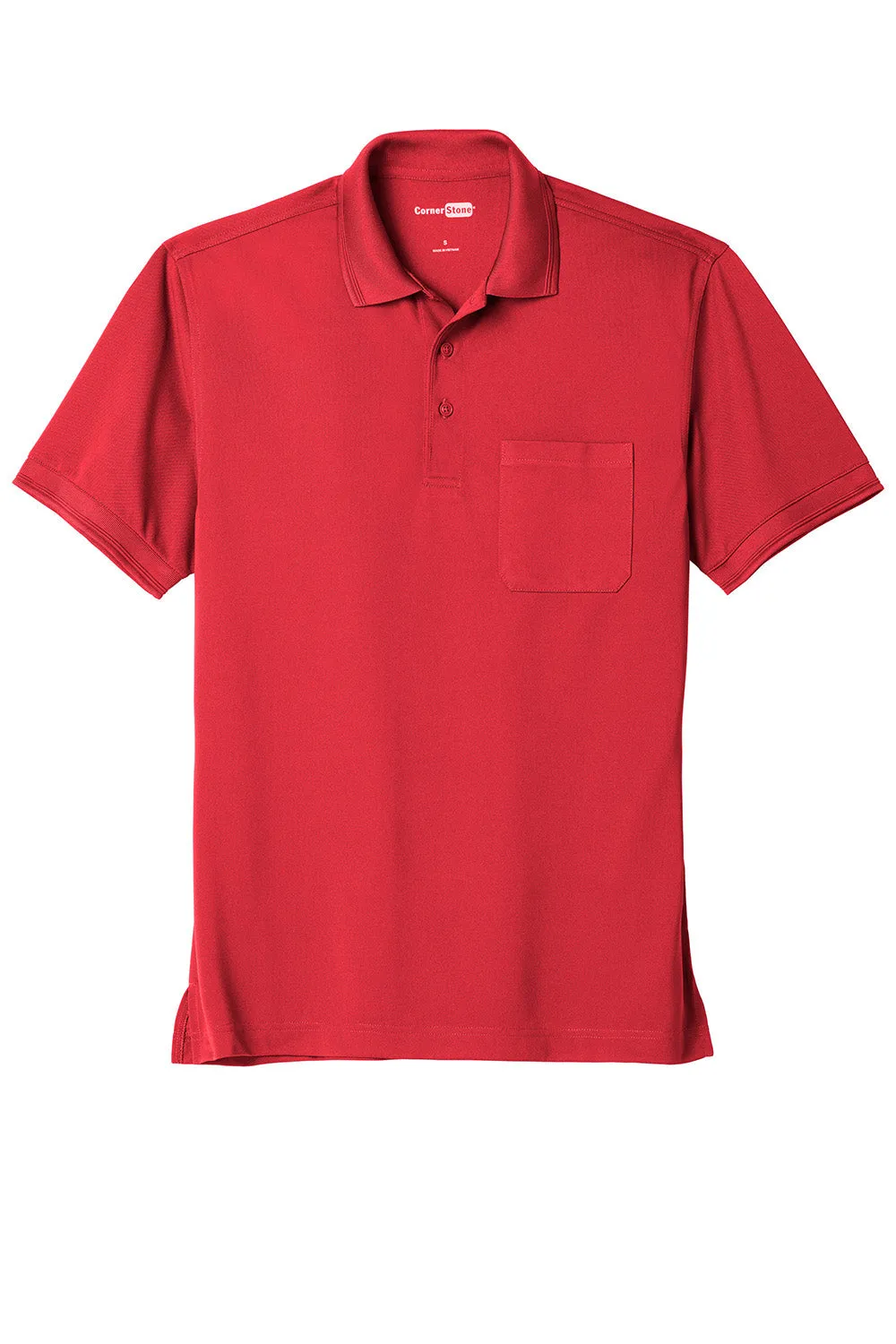 CornerStone Mens Industrial Moisture Wicking Short Sleeve Polo Shirt w/ Pocket - Red - Closeout  Cheaper Clothing Cornerstone