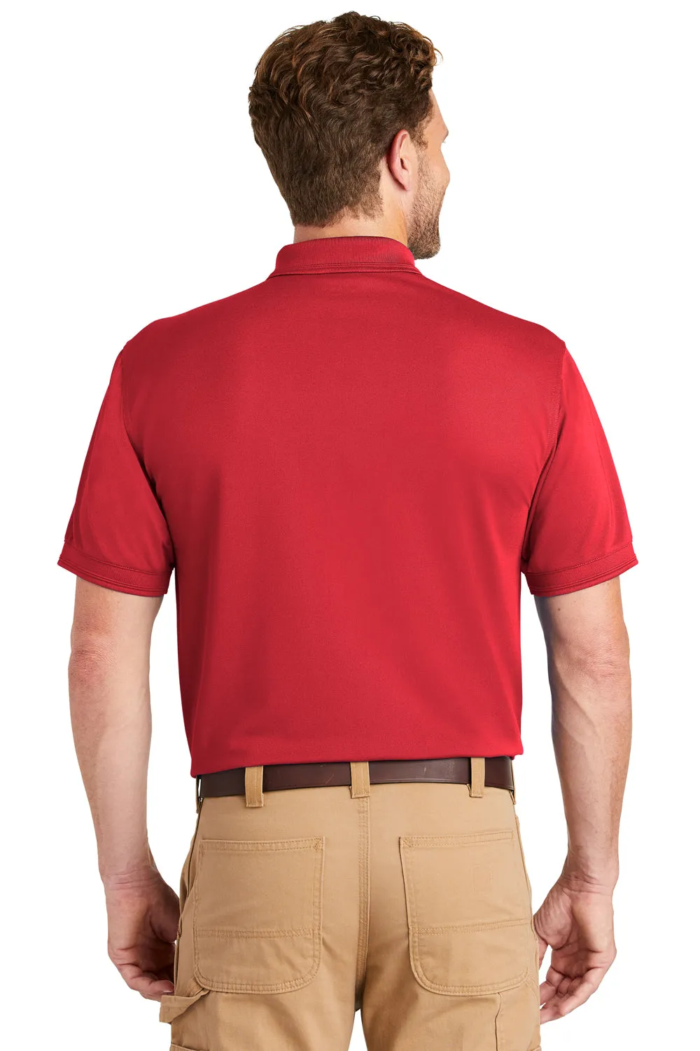 CornerStone Mens Industrial Moisture Wicking Short Sleeve Polo Shirt w/ Pocket - Red - Closeout  Cheaper Clothing Cornerstone
