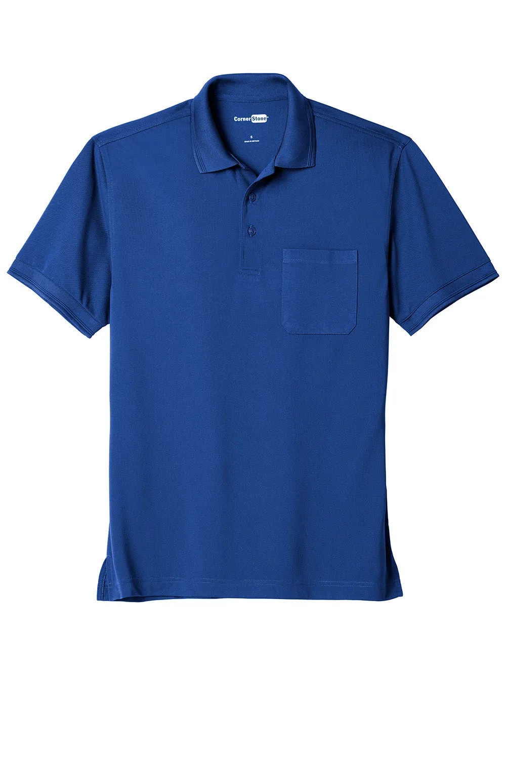 CornerStone Mens Industrial Moisture Wicking Short Sleeve Polo Shirt w/ Pocket - Royal Blue  Cheaper Clothing Cornerstone