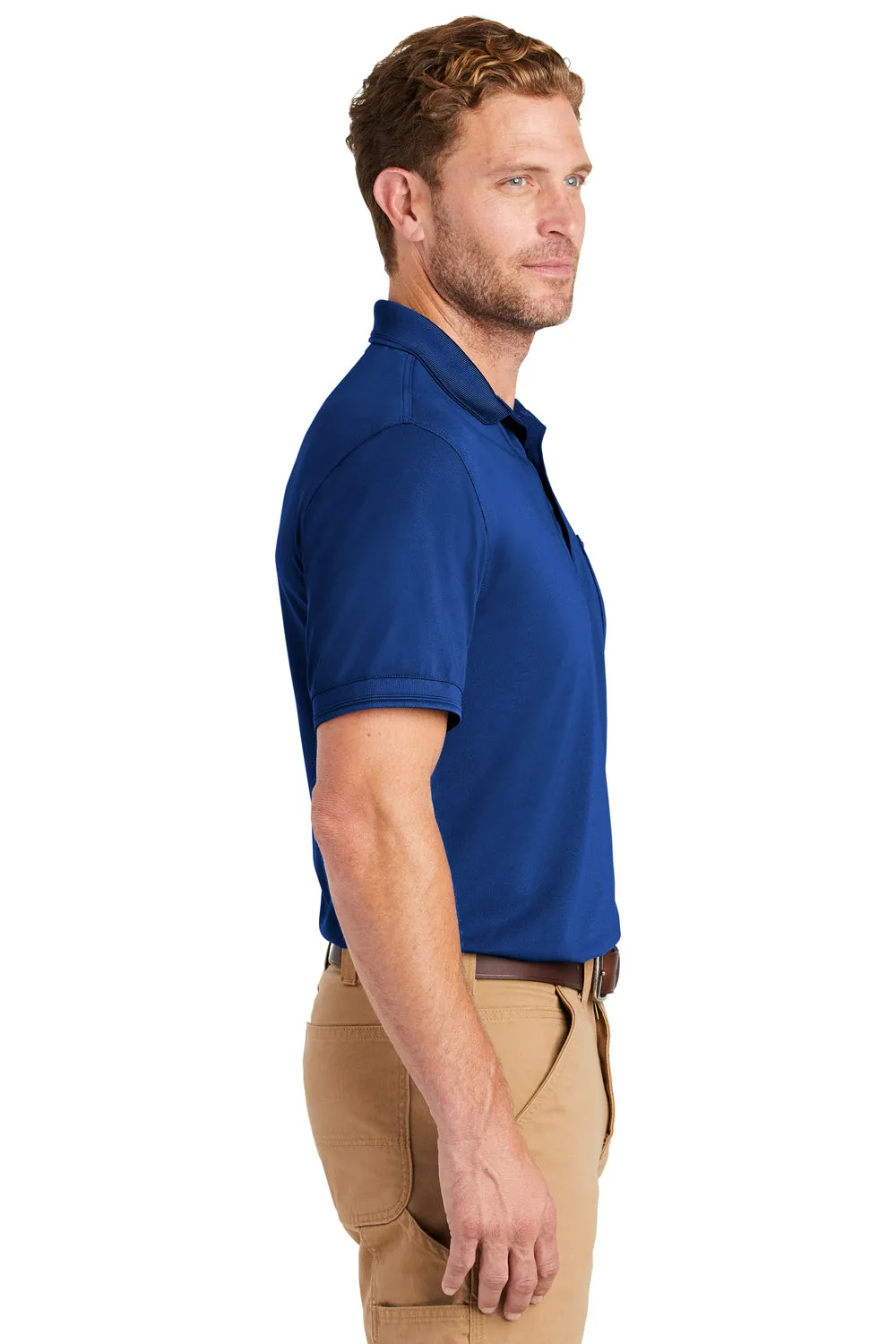 CornerStone Mens Industrial Moisture Wicking Short Sleeve Polo Shirt w/ Pocket - Royal Blue  Cheaper Clothing Cornerstone