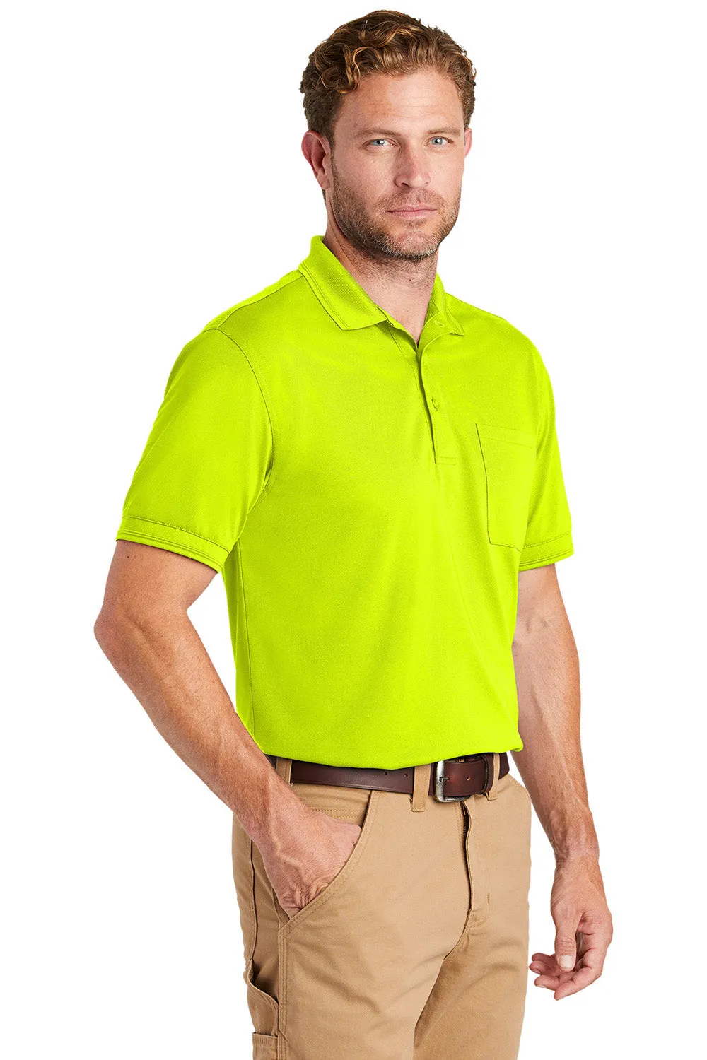 CornerStone Mens Industrial Moisture Wicking Short Sleeve Polo Shirt w/ Pocket - Safety Yellow  Cheaper Clothing Cornerstone