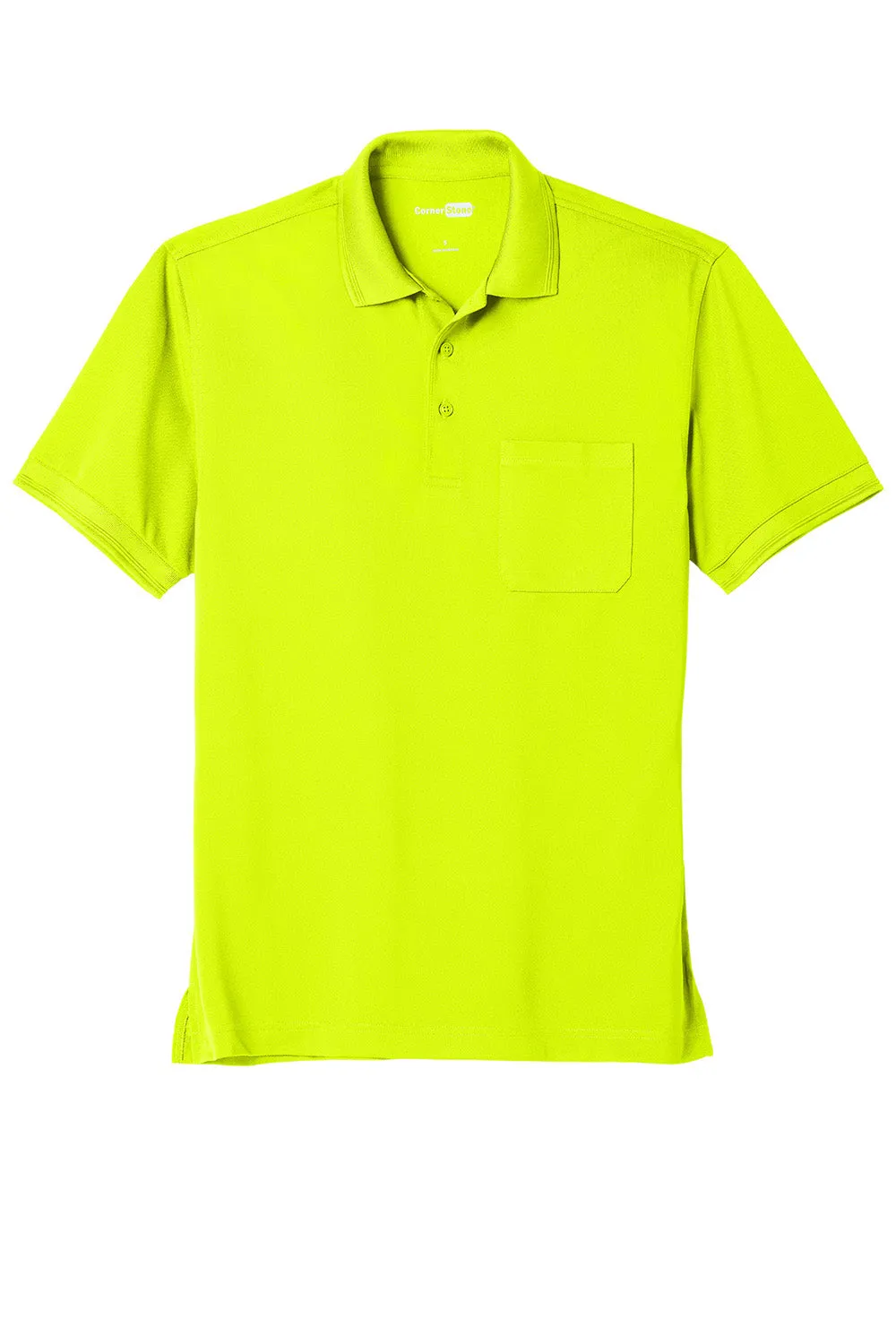 CornerStone Mens Industrial Moisture Wicking Short Sleeve Polo Shirt w/ Pocket - Safety Yellow  Cheaper Clothing Cornerstone