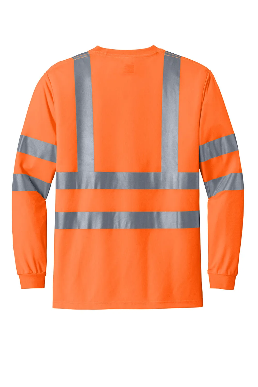 CornerStone Mens Moisture Wicking Long Sleeve Crewneck T-Shirt w/ Pocket - Safety Orange  Cheaper Clothing Cornerstone