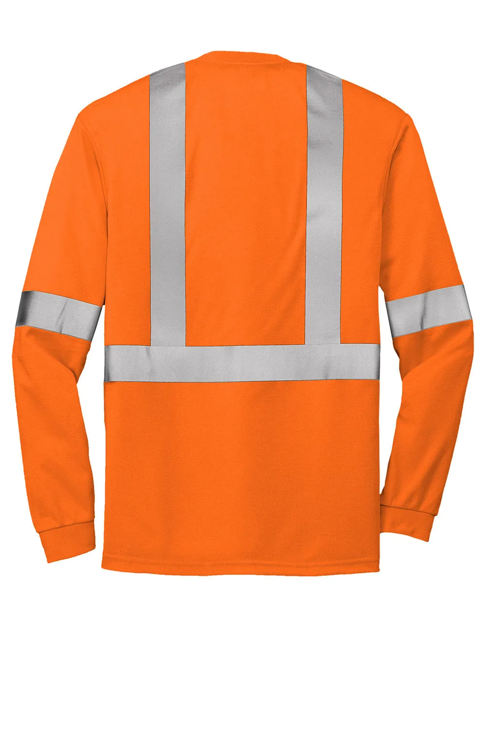 CornerStone Mens Moisture Wicking Long Sleeve Crewneck T-Shirt w/ Pocket - Safety Orange  Cheaper Clothing Cornerstone