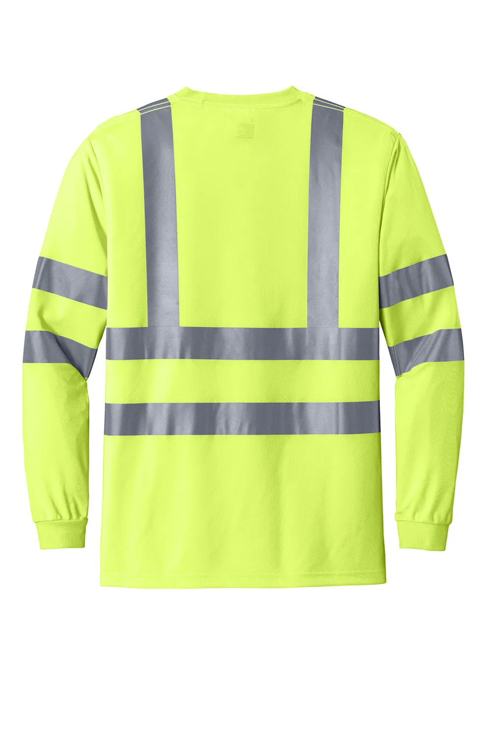 CornerStone Mens Moisture Wicking Long Sleeve Crewneck T-Shirt w/ Pocket - Safety Yellow  Cheaper Clothing Cornerstone