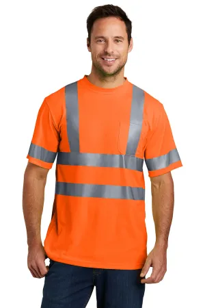 CornerStone Mens Moisture Wicking Short Sleeve Crewneck T-Shirt w/ Pocket - Safety Orange  Cheaper Clothing Cornerstone
