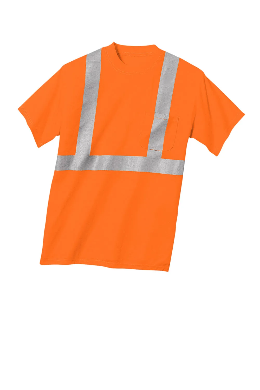 CornerStone Mens Moisture Wicking Short Sleeve Crewneck T-Shirt w/ Pocket - Safety Orange  Cheaper Clothing Cornerstone