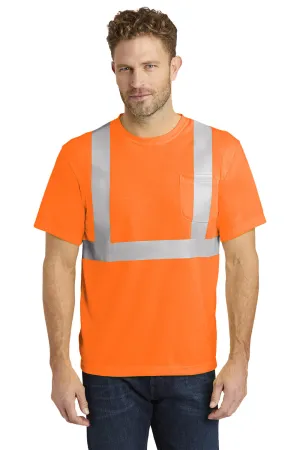 CornerStone Mens Moisture Wicking Short Sleeve Crewneck T-Shirt w/ Pocket - Safety Orange  Cheaper Clothing Cornerstone