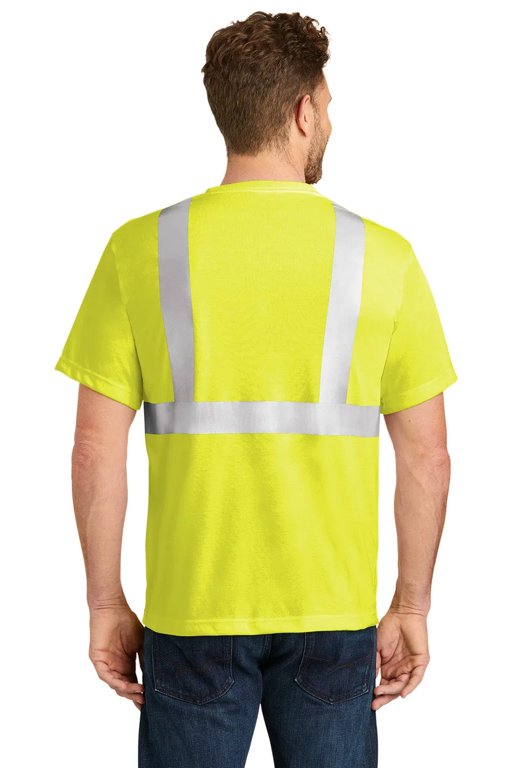 CornerStone Mens Moisture Wicking Short Sleeve Crewneck T-Shirt w/ Pocket - Safety Yellow  Cheaper Clothing Cornerstone