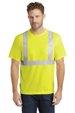 CornerStone Mens Moisture Wicking Short Sleeve Crewneck T-Shirt w/ Pocket - Safety Yellow  Cheaper Clothing Cornerstone