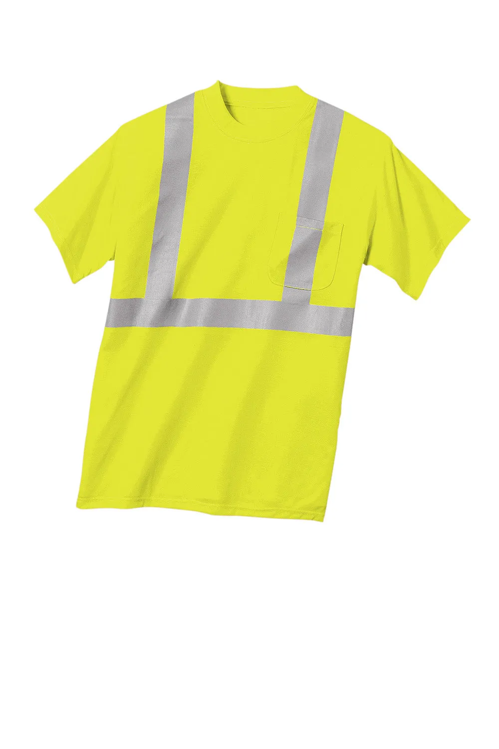 CornerStone Mens Moisture Wicking Short Sleeve Crewneck T-Shirt w/ Pocket - Safety Yellow  Cheaper Clothing Cornerstone