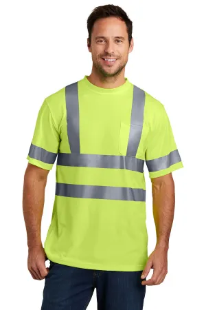 CornerStone Mens Moisture Wicking Short Sleeve Crewneck T-Shirt w/ Pocket - Safety Yellow  Cheaper Clothing Cornerstone