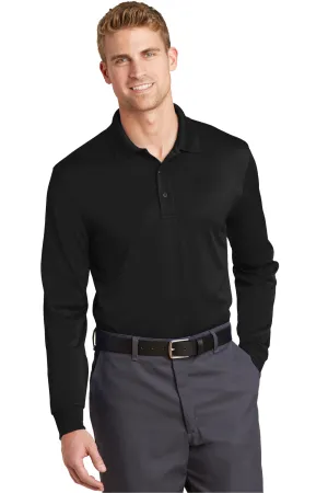 CornerStone Mens Select Moisture Wicking Long Sleeve Polo Shirt - Black  Cheaper Clothing Cornerstone