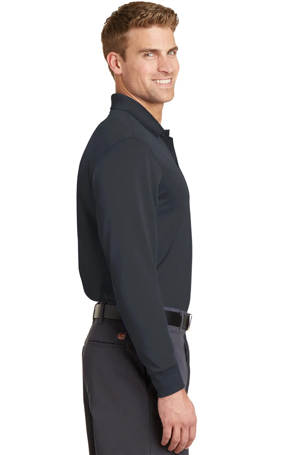 CornerStone Mens Select Moisture Wicking Long Sleeve Polo Shirt - Charcoal Grey  Cheaper Clothing Cornerstone