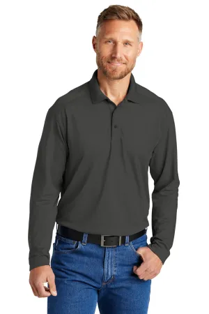 CornerStone Mens Select Moisture Wicking Long Sleeve Polo Shirt - Charcoal Grey  Cheaper Clothing Cornerstone