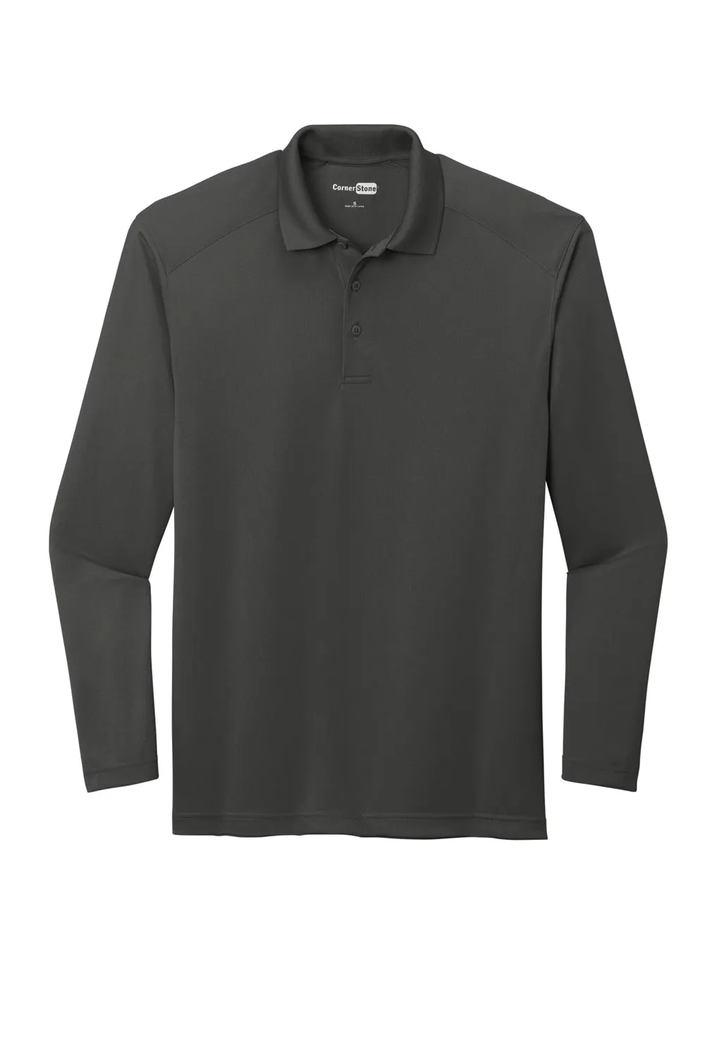 CornerStone Mens Select Moisture Wicking Long Sleeve Polo Shirt - Charcoal Grey  Cheaper Clothing Cornerstone