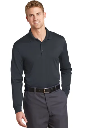 CornerStone Mens Select Moisture Wicking Long Sleeve Polo Shirt - Charcoal Grey  Cheaper Clothing Cornerstone