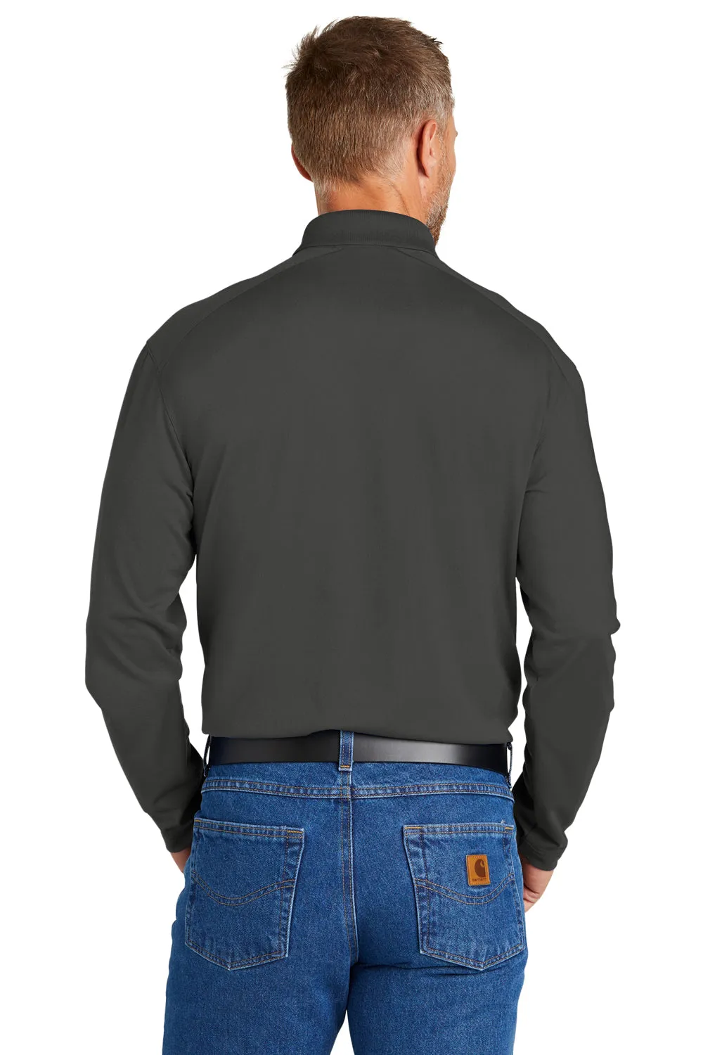 CornerStone Mens Select Moisture Wicking Long Sleeve Polo Shirt - Charcoal Grey  Cheaper Clothing Cornerstone