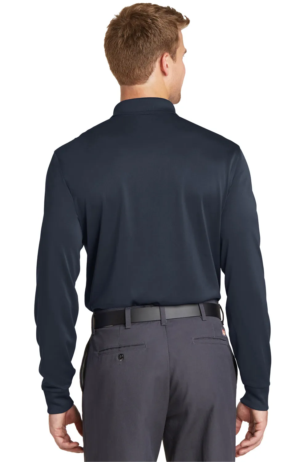 CornerStone Mens Select Moisture Wicking Long Sleeve Polo Shirt - Dark Navy Blue  Cheaper Clothing Cornerstone