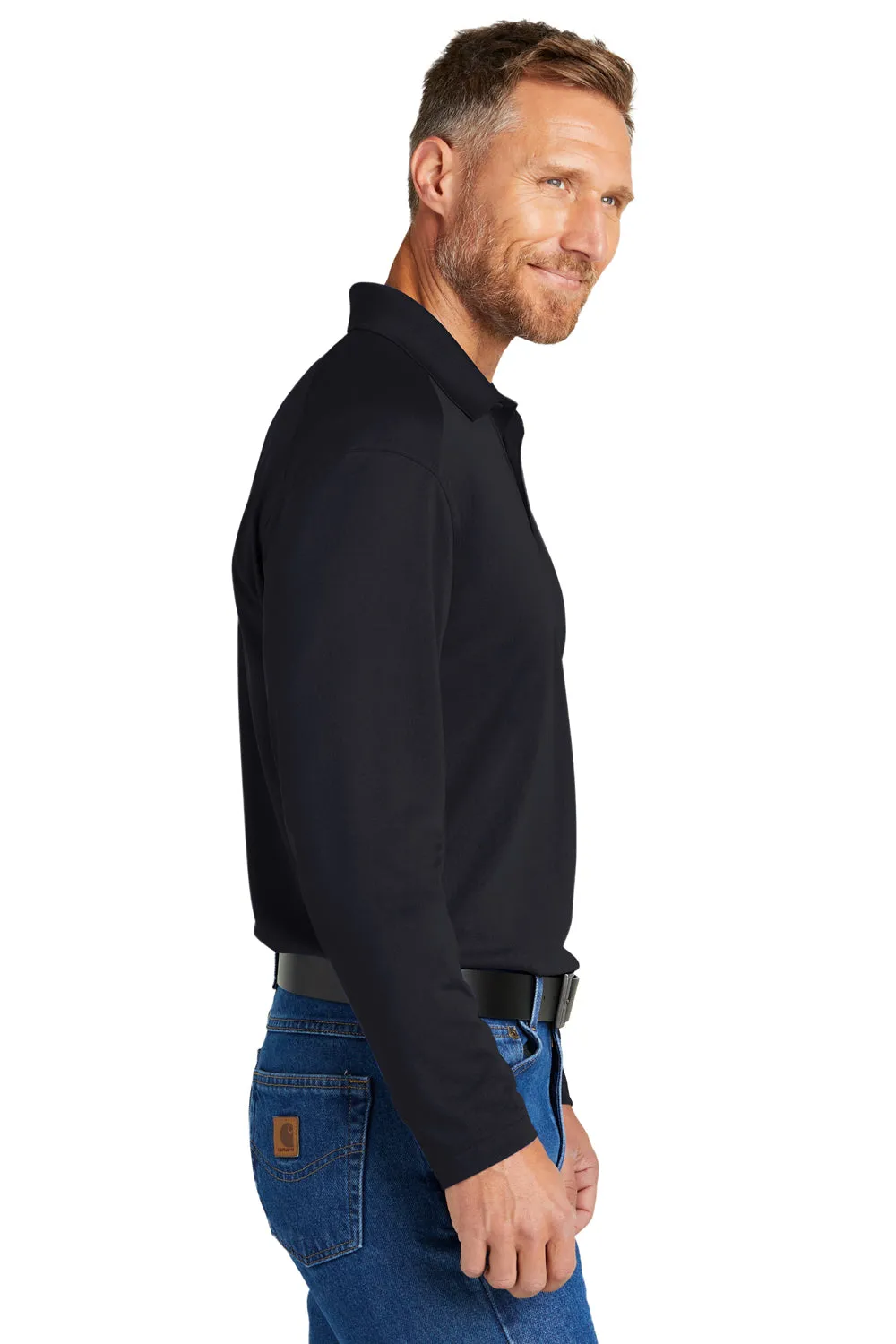 CornerStone Mens Select Moisture Wicking Long Sleeve Polo Shirt - Dark Navy Blue  Cheaper Clothing Cornerstone