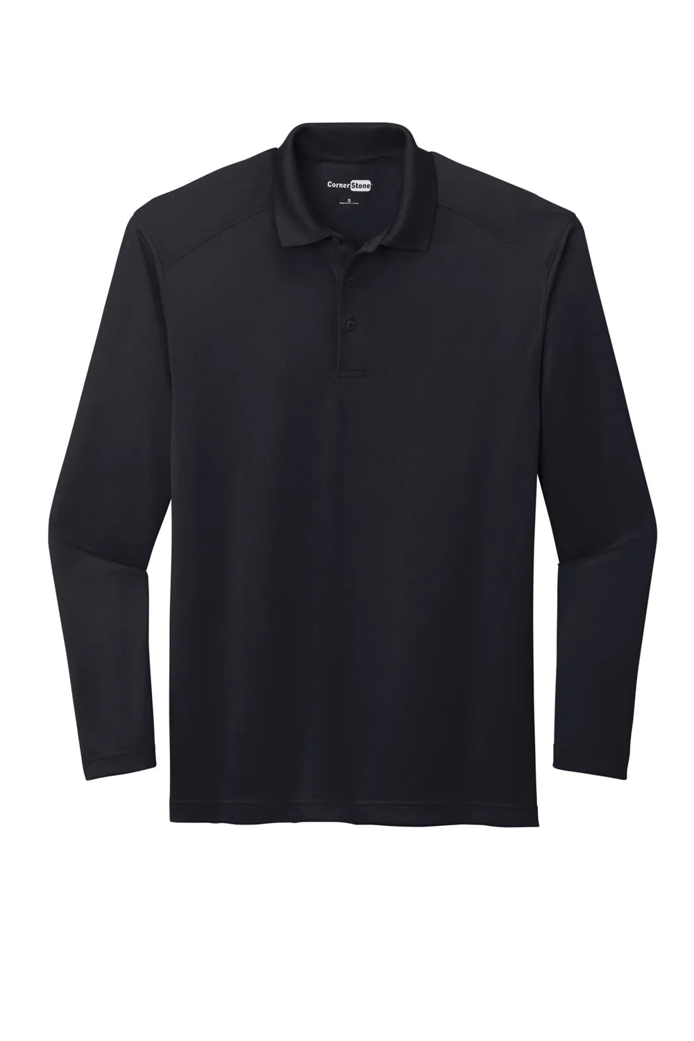 CornerStone Mens Select Moisture Wicking Long Sleeve Polo Shirt - Dark Navy Blue  Cheaper Clothing Cornerstone