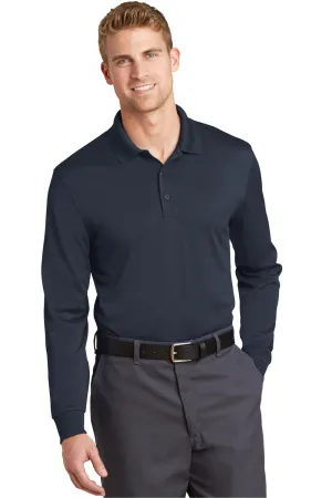 CornerStone Mens Select Moisture Wicking Long Sleeve Polo Shirt - Dark Navy Blue  Cheaper Clothing Cornerstone