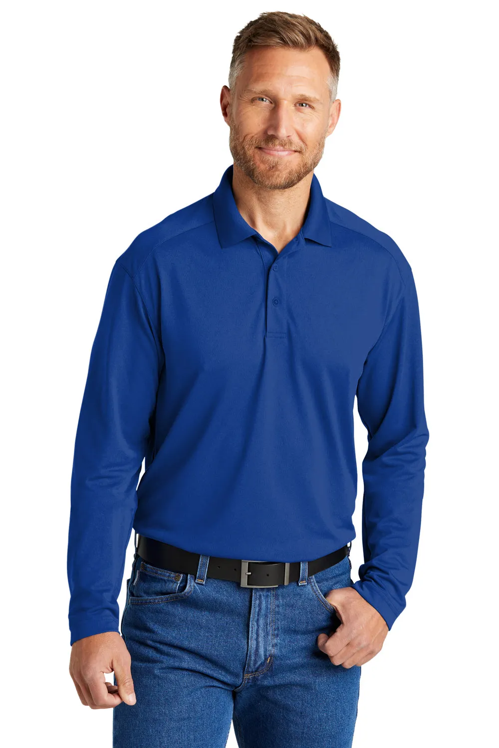 CornerStone Mens Select Moisture Wicking Long Sleeve Polo Shirt - Royal Blue  Cheaper Clothing Cornerstone