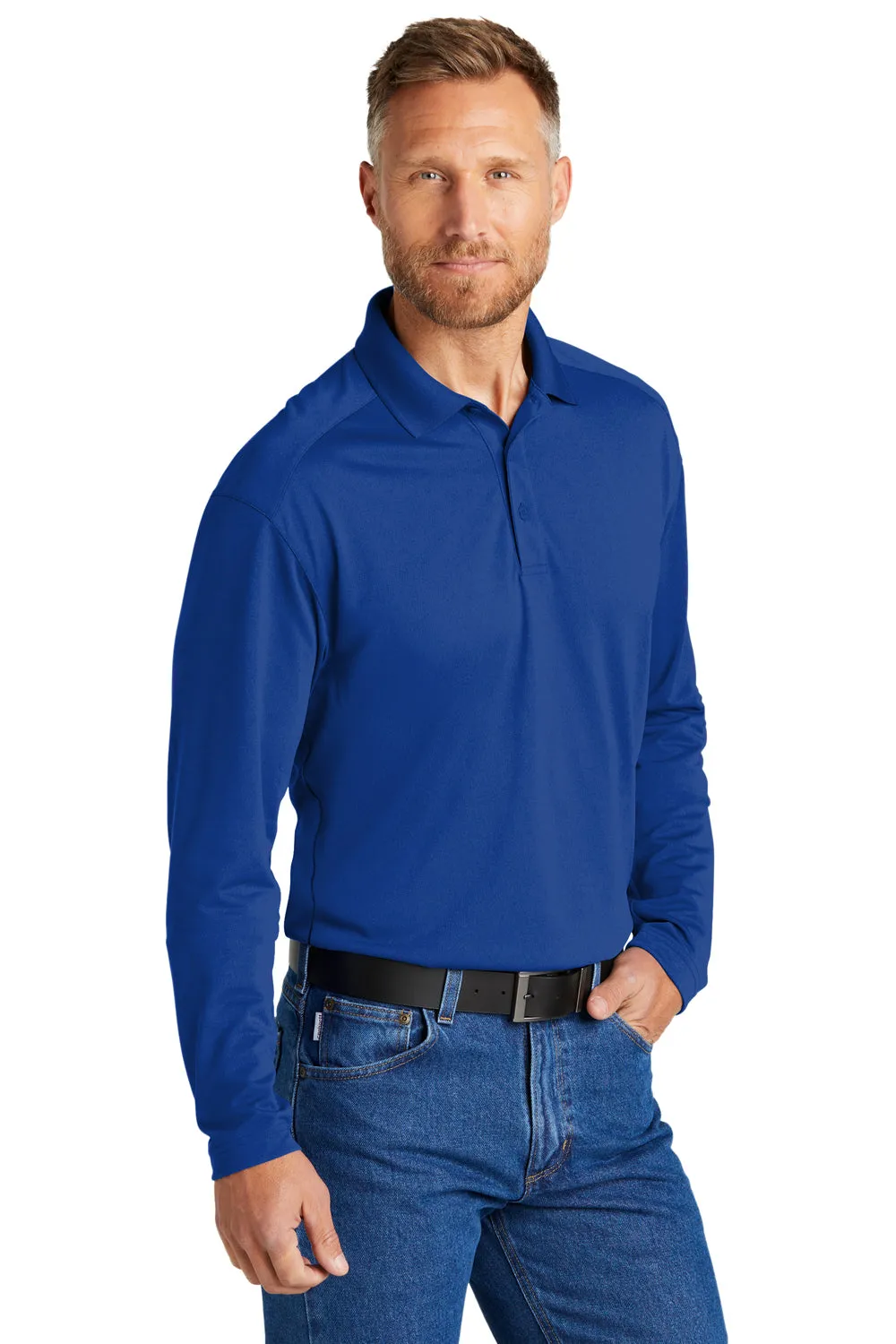 CornerStone Mens Select Moisture Wicking Long Sleeve Polo Shirt - Royal Blue  Cheaper Clothing Cornerstone