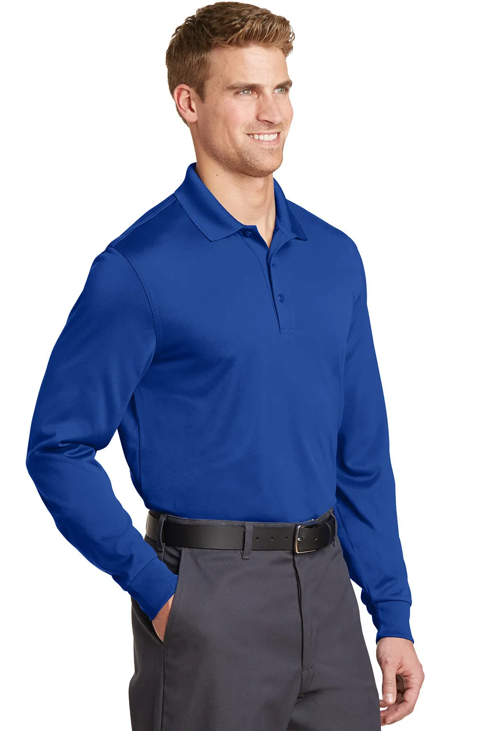 CornerStone Mens Select Moisture Wicking Long Sleeve Polo Shirt - Royal Blue  Cheaper Clothing Cornerstone