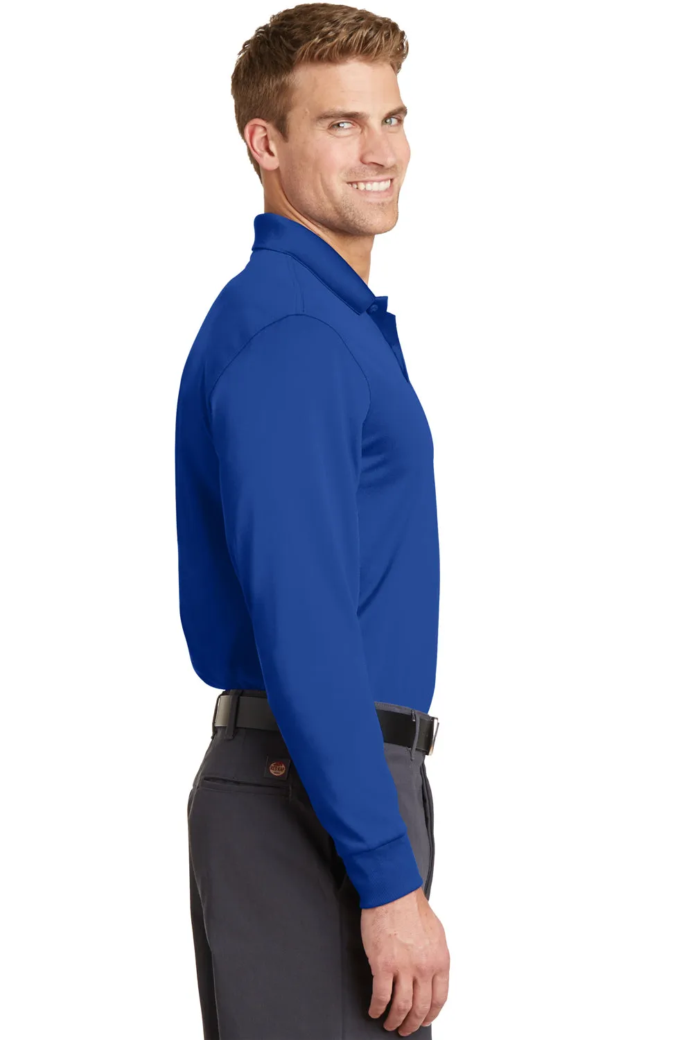 CornerStone Mens Select Moisture Wicking Long Sleeve Polo Shirt - Royal Blue  Cheaper Clothing Cornerstone