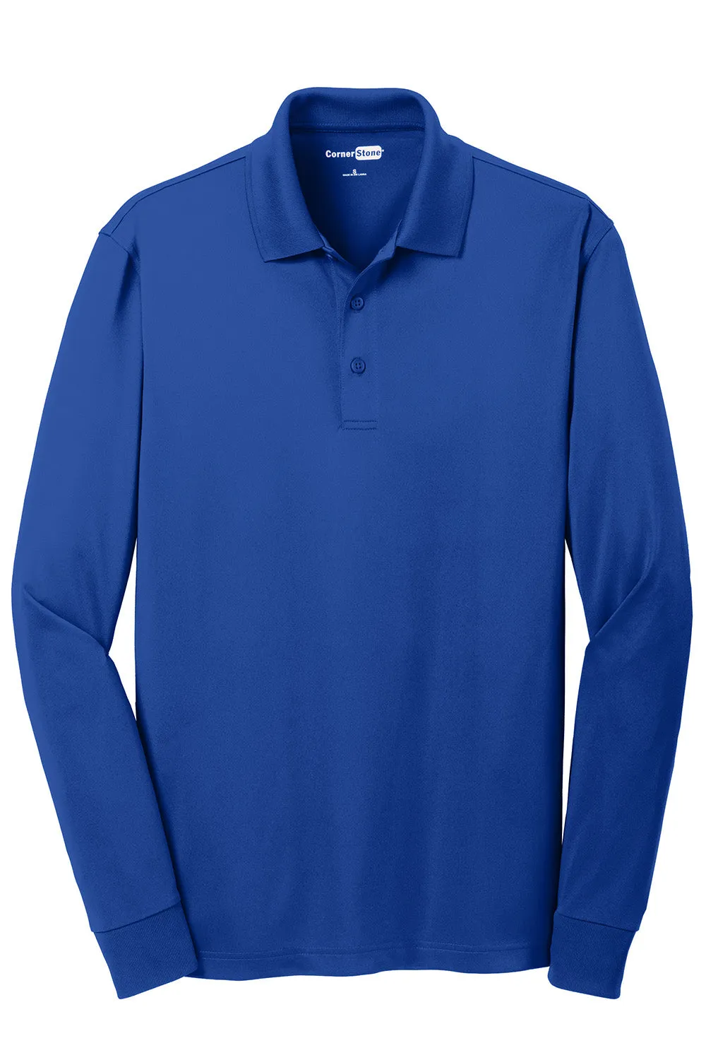 CornerStone Mens Select Moisture Wicking Long Sleeve Polo Shirt - Royal Blue  Cheaper Clothing Cornerstone