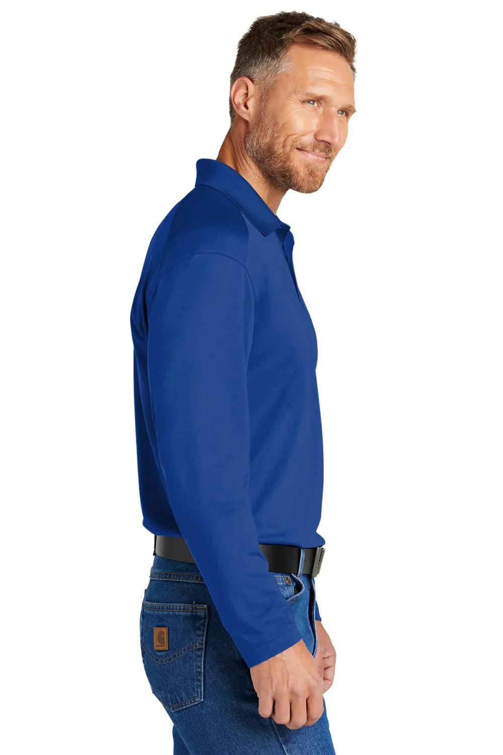 CornerStone Mens Select Moisture Wicking Long Sleeve Polo Shirt - Royal Blue  Cheaper Clothing Cornerstone