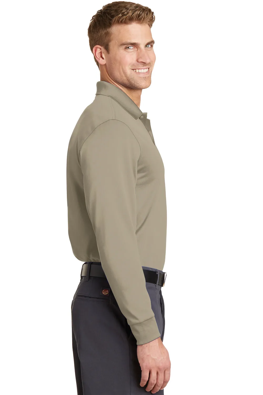 CornerStone Mens Select Moisture Wicking Long Sleeve Polo Shirt - Tan - Closeout  Cheaper Clothing Cornerstone
