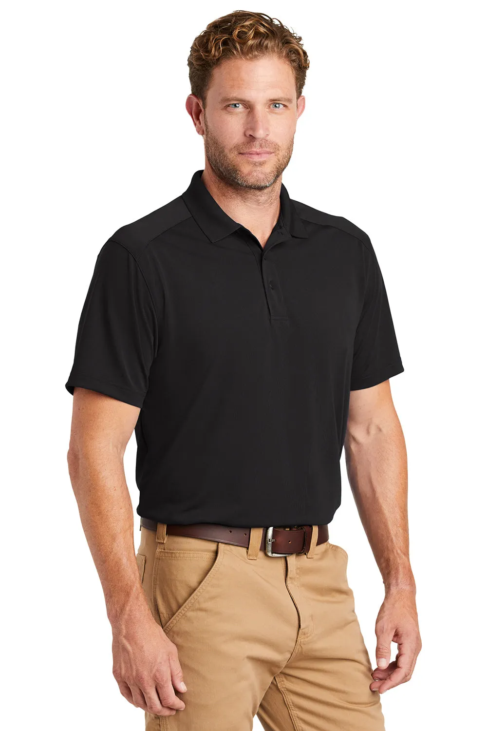 CornerStone Mens Select Moisture Wicking Short Sleeve Polo Shirt - Black  Cheaper Clothing Cornerstone