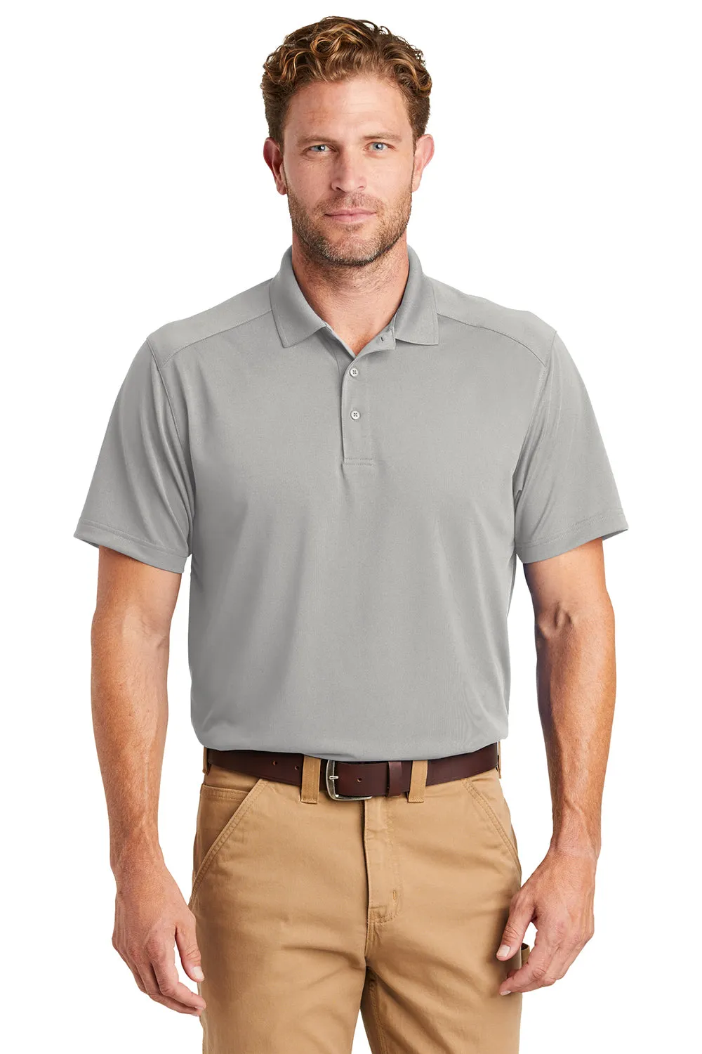 CornerStone Mens Select Moisture Wicking Short Sleeve Polo Shirt - Light Grey  Cheaper Clothing Cornerstone