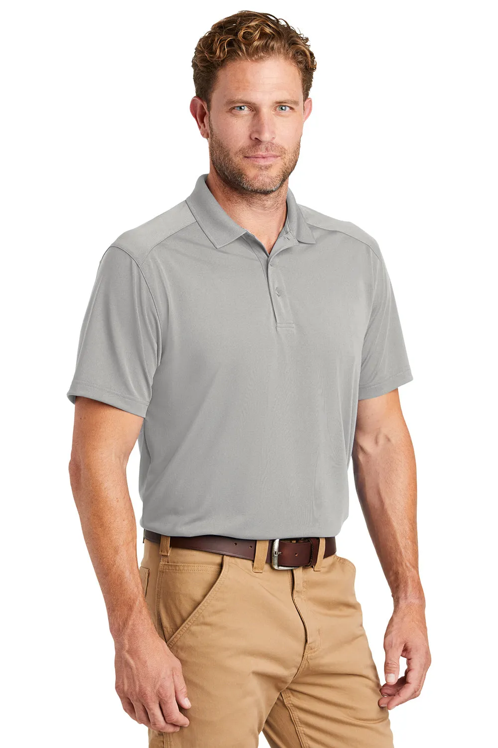 CornerStone Mens Select Moisture Wicking Short Sleeve Polo Shirt - Light Grey  Cheaper Clothing Cornerstone