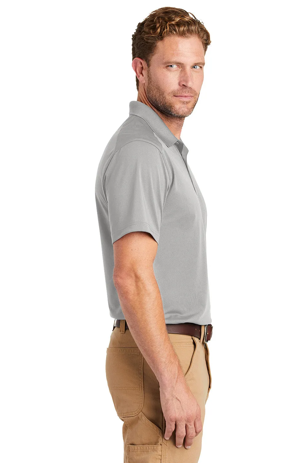 CornerStone Mens Select Moisture Wicking Short Sleeve Polo Shirt - Light Grey  Cheaper Clothing Cornerstone