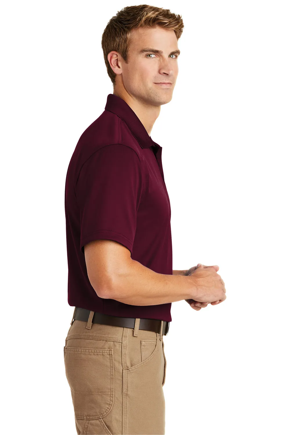 CornerStone Mens Select Moisture Wicking Short Sleeve Polo Shirt - Maroon  Cheaper Clothing Cornerstone