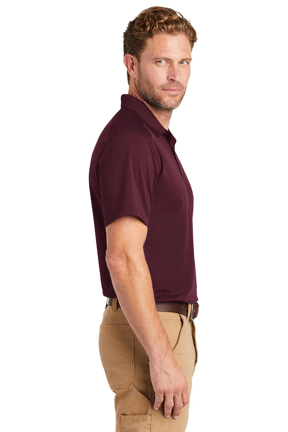 CornerStone Mens Select Moisture Wicking Short Sleeve Polo Shirt - Maroon  Cheaper Clothing Cornerstone