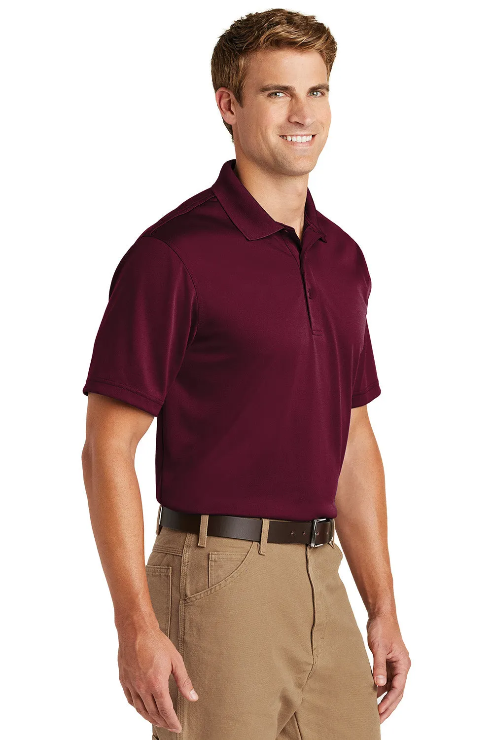 CornerStone Mens Select Moisture Wicking Short Sleeve Polo Shirt - Maroon  Cheaper Clothing Cornerstone